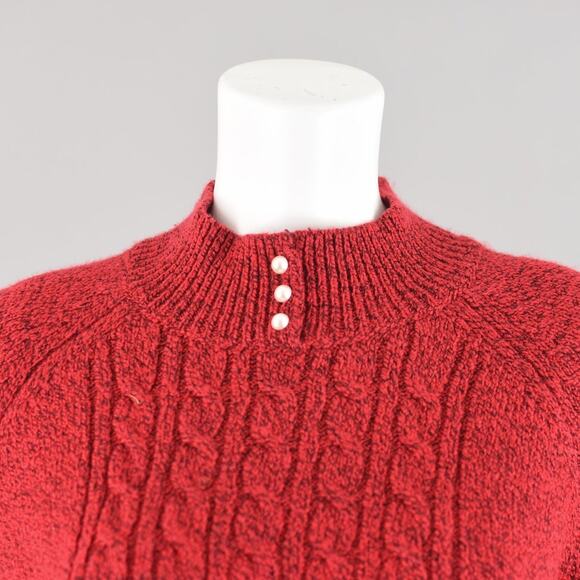 Karen Scott Cable Knit Mockneck Red Sweater Women's Large - Picture 4 of 9